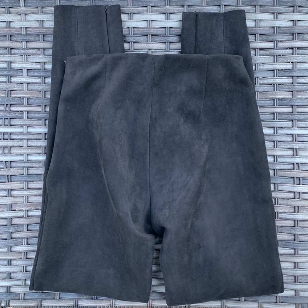 Zara Basic Collection Black Microsuede Skinny Pan… - image 3